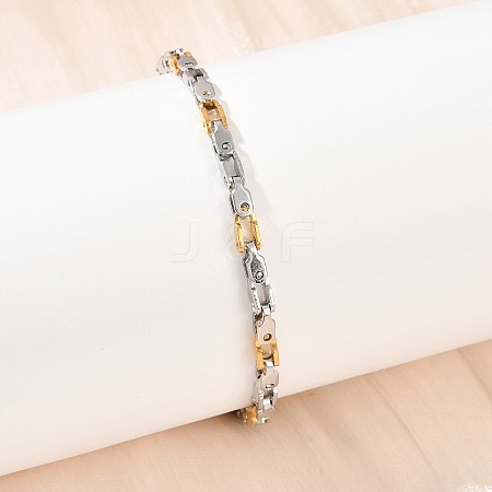 201 Stainless Steel Link Chain Bracelets for Men Women BJEW-B143-03GP-1