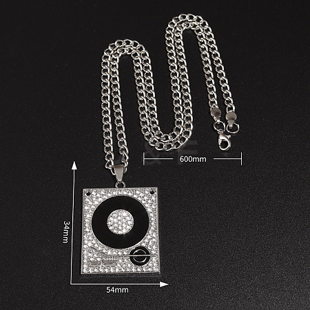 Alloy Crystal Rhinestone Enamel Turntable Pendant Necklaces for Unisex WG71EF5-02-1
