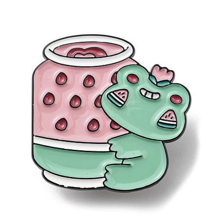 Strawberry Frog Theme Alloy Enamel Brooch JEWB-C023-09C-EB-1