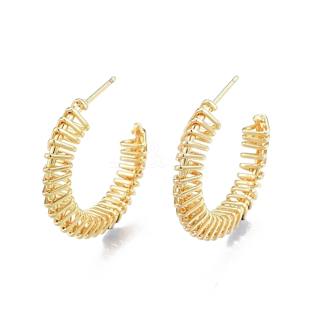 Brass Wire Swirl C-shape Stud Earrings EJEW-G322-04G-1