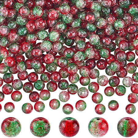 3 Strands Two-Tone Crackle Baking Paint Transparent Glass Beads Strands CCG-SP0001-01A-1