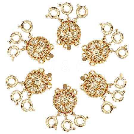 3-Strand 6-Hole Brass Box Clasps FIND-SC0003-31G-1