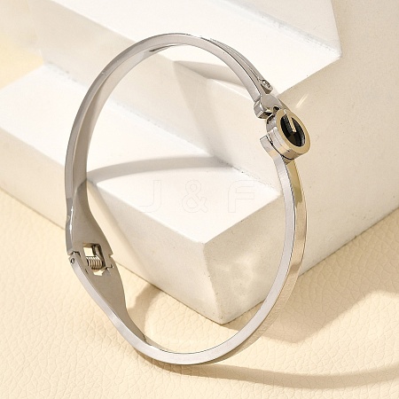 304 Stainless Steel Hinged Enamel Bangles for Women BJEW-F474-45P-1