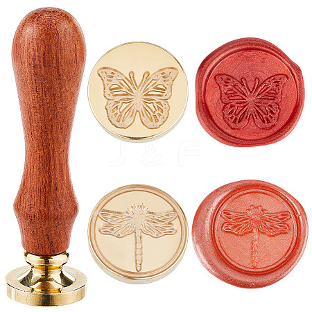 CRASPIRE 2Pcs 2 Styles Golden Tone Brass Wax Seal Stamp Head AJEW-CP0007-48A-01-1