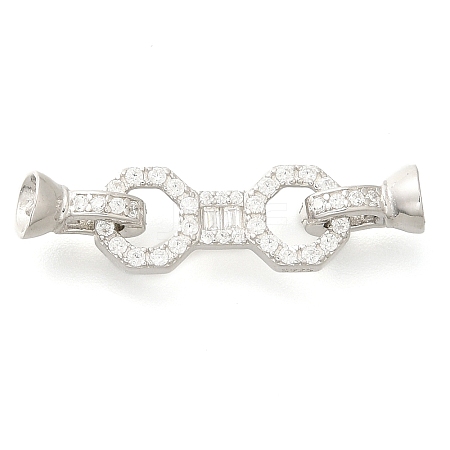 925 Sterling Silver Micro Pave Clear Cubic Zirconia Fold Over Clasps STER-U006-03P-1