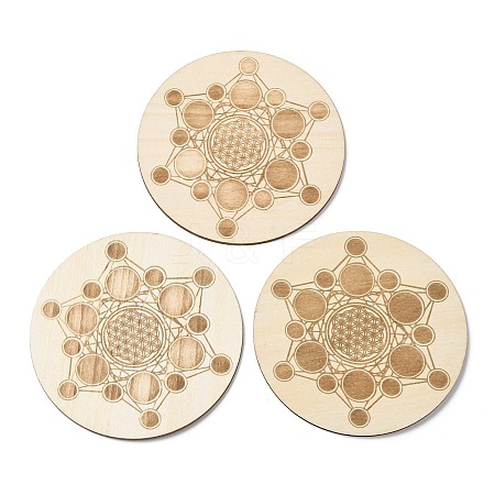 Sacred Geometric Wooden Grid DJEW-F028-01A-1
