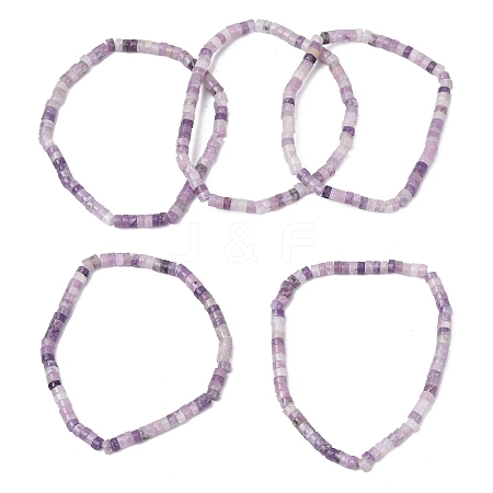 Natural Lepidolite Beads Stretch Bracelets for Men Women BJEW-JB11670-07-1
