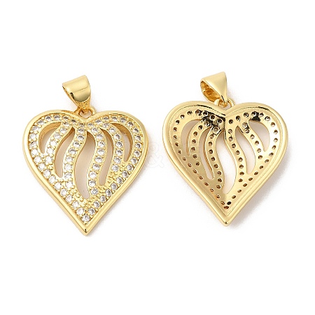 Real 16K Gold Plated Brass Micro Pave Clear Cubic Zirconia Pendants ZIRC-L103-027G-01-1