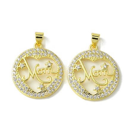 Mother's Day Brass Micro Pave Cubic Zirconia Pendants KK-H472-07G-02-1