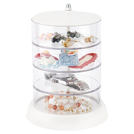 4 Layers Column PVC Rotating Jewelry Organizer Boxes CON-WH0089-02B-1