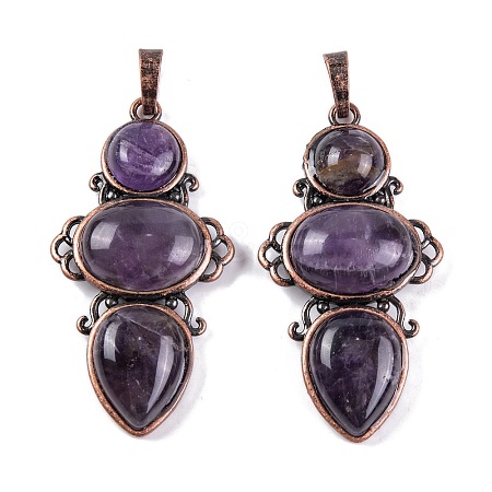 Natural Amethyst Pendants G-Q158-04-08-1