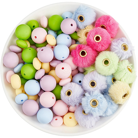 20Pcs 5 Colors Imitation Mink Fur European Beads FIND-PA0001-62C-1
