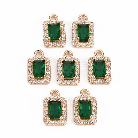 Rack Plating Brass Micro Pave Clear Cubic Zirconia Charms KK-T060-13-RS-1