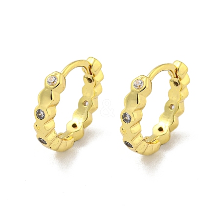 Brass Micro Pave Cubic Zirconia Hoop Earring EJEW-C088-04F-G-1