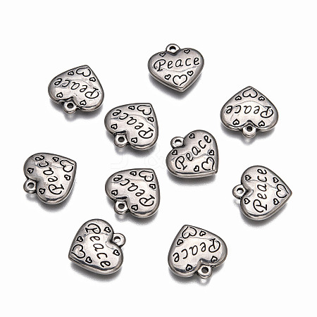 Heart with Word Peace 316 Surgical Stainless Steel Pendants STAS-I061-166-1