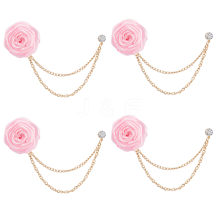 4Pcs Polyester Rose Flower Lapel Pin Backs JEWB-FH0002-09A-1