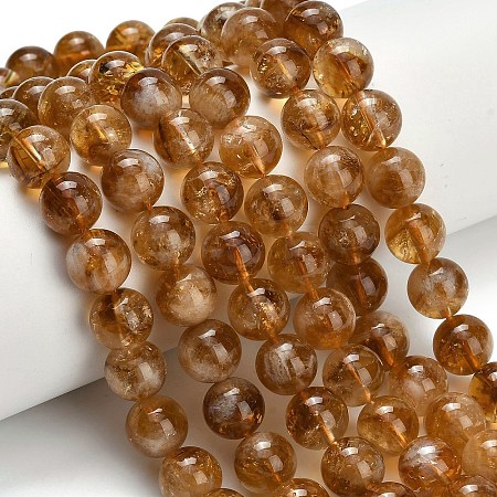 Heated Natural Citrine Beads Strands G-L642-B17-10mm-1
