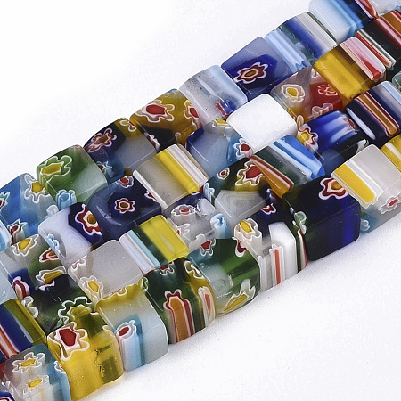 Handmade Millefiori Glass Beads Strands LAMP-LK144-8MM-1