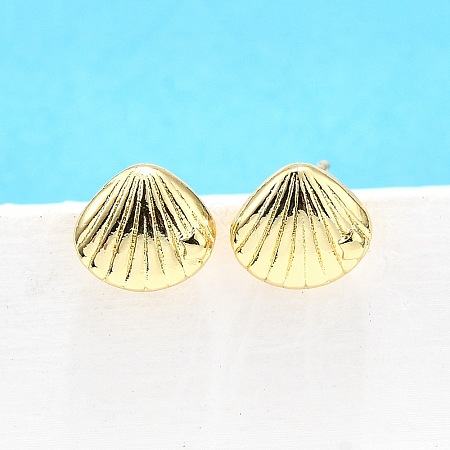 Brass Stud Earrings EJEW-H157-01G-03-1
