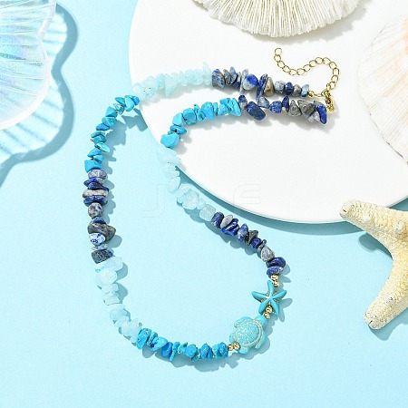 Natural Lapis Lazuli & & Synthetic Turquoise & Natural White Jade Necklaces NJEW-JN06630-1