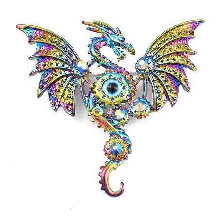 Dragon with Evil Eye Alloy Rhinestone with Plastic Lapel Pins for Backpack Clothes JEWB-G043-02C-1