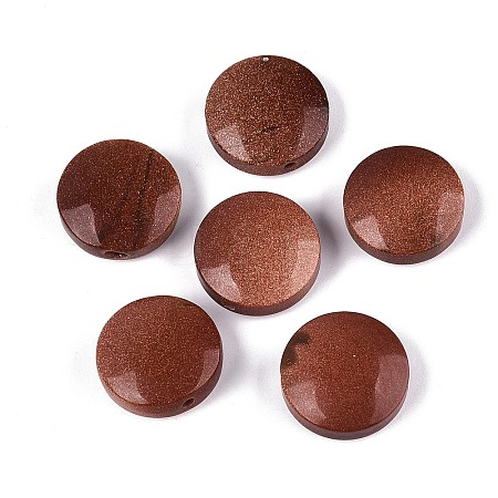 Synthetic Goldstone Coin Beads G-Q601-36B-1