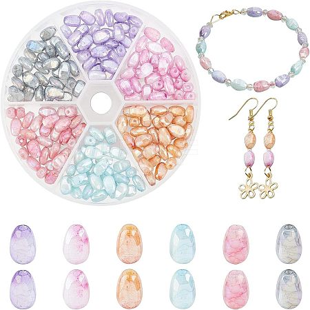 CHGCRAFT 180Pcs 6 Color Opaque Baking Painted Crackle Glass Beads Strands EGLA-CA0001-08-1