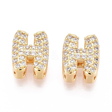 Brass Micro Pave Clear Cubic Zirconia Beads KK-T071-17G-H-1