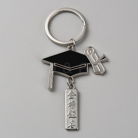 Alloy Bachelor Cap Pendant Keychain KEYC-WH0041-01P-1
