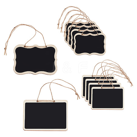 DELORIGIN 10Pcs 2 Styles Mini Wooden Hanging Chalkboard HJEW-DR0001-05A-1