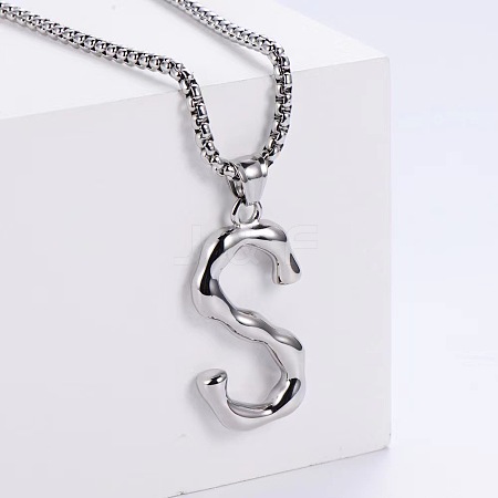 3Pcs Stainless Steel Textured Letter Pendants LW4134-19-1