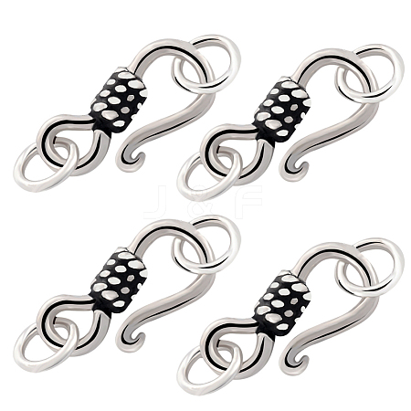 4Pcs 925 Thai Sterling Silver S-Hook Clasps with Double Jump Rings STER-BBC0001-93-1
