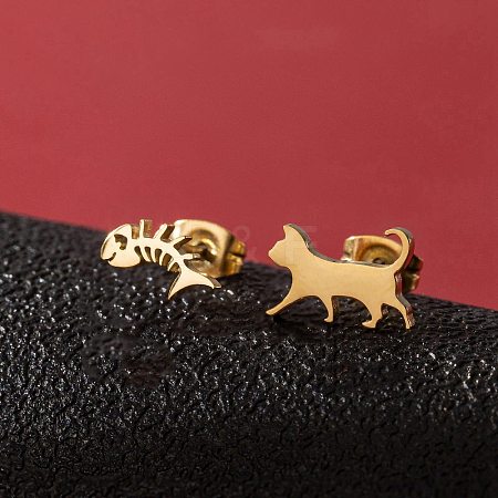 Stainless Steel Small Animal Stud Earrings for Women PW-WG87B69-01-1