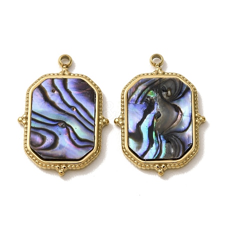 303 Stainless Steel & Natural Paua Shell Pendants SH-CBA1E47-01G-1