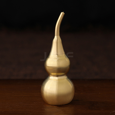 Brass Hollow Tilted Head Gourd Statue Ornament DJEW-PW0018-02C-1