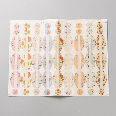 Flower Pattern Self-Adhesive Paper Adhesive Label STIC-WH0037-001-1