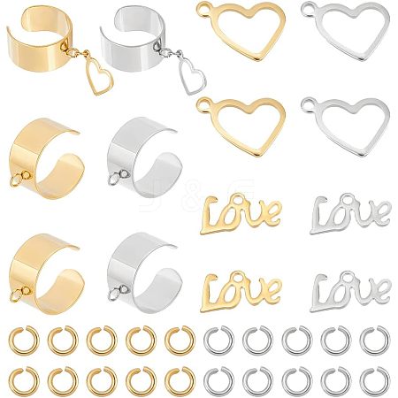 Unicraftale DIY Love Charm Cuff Ring Making Kit STAS-UN0039-60-1