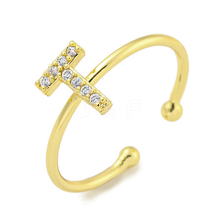 Rack Plating Brass Open Cuff Rings for Women RJEW-F162-02G-T-1