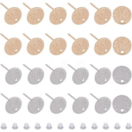 SUPERFINDINGS 24Pcs 2 Colors Hammered Brass Stud Earring Findings KK-FH0002-33-1