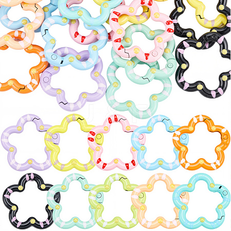 26Pcs Spray Painted Alloy Spring Gate Rings FIND-SC0022-55-1