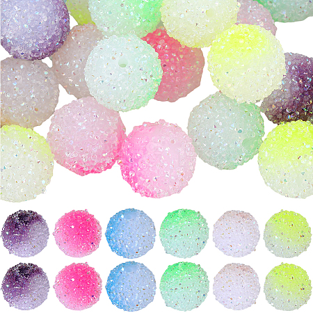 SUNNYCLUE 36Pcs 6 Colors Frosted Acrylic Beads MACR-SC0001-14-1