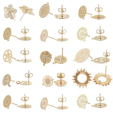 SUNNYCLUE Brass Stud Earring Findings KK-SC0001-50G-1