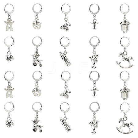 20Pcs 10 Styles Mixed Shapes Alloy Pendant Locking Stitch Markers HJEW-CJ00040-1