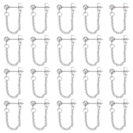 10Pair 304 Stainless Steel Ball Stud Earring EJEW-UN00022-1