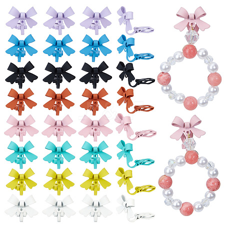 32Pcs 8 Colors Brass Clip-on Earrings FIND-PH0061-88-1