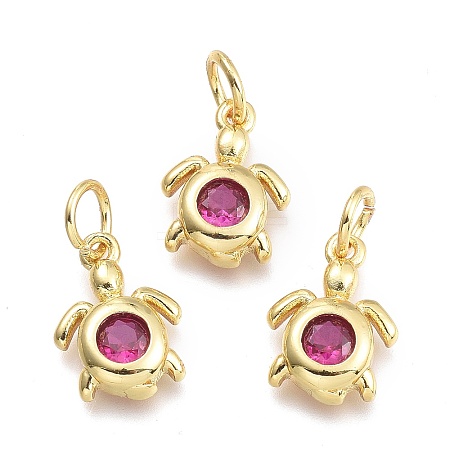 Brass Micro Pave Cubic Zirconia Pendants KK-P187-12F-G-1