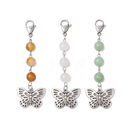 Butterfly Alloy Pendant Decorations HJEW-JM02927-1