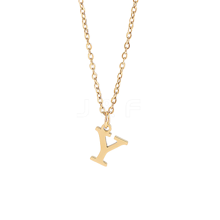 304 Stainless Steel Letter Pendant Necklaces NJEW-LP0001-53Y-G-1