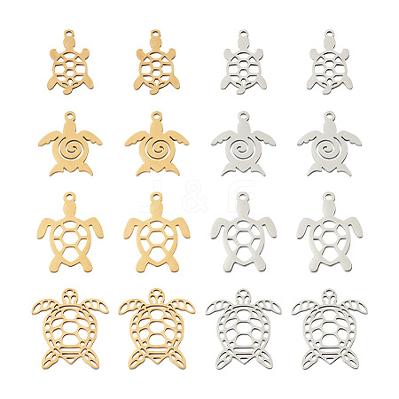  Jewelry 16Pcs 8 Style 201 Stainless Steel Filigree Joiners Links & Pendants STAS-PJ0001-37-1