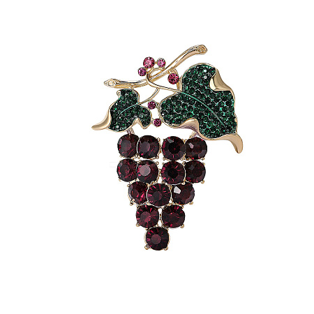 Summer Fashion Alloy Rhinestone Grape Brooch PW-WGA3CE4-01-1